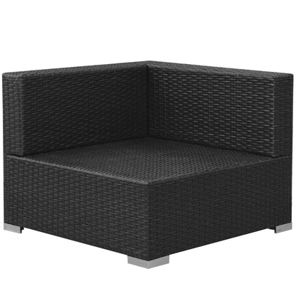 3-tlg. Garten-Lounge-Set mit Auflagen Poly Rattan Schwarz