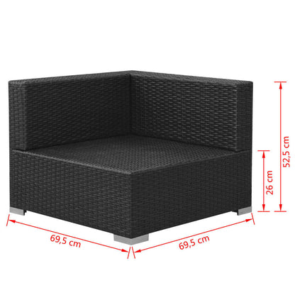 3-tlg. Garten-Lounge-Set mit Auflagen Poly Rattan Schwarz