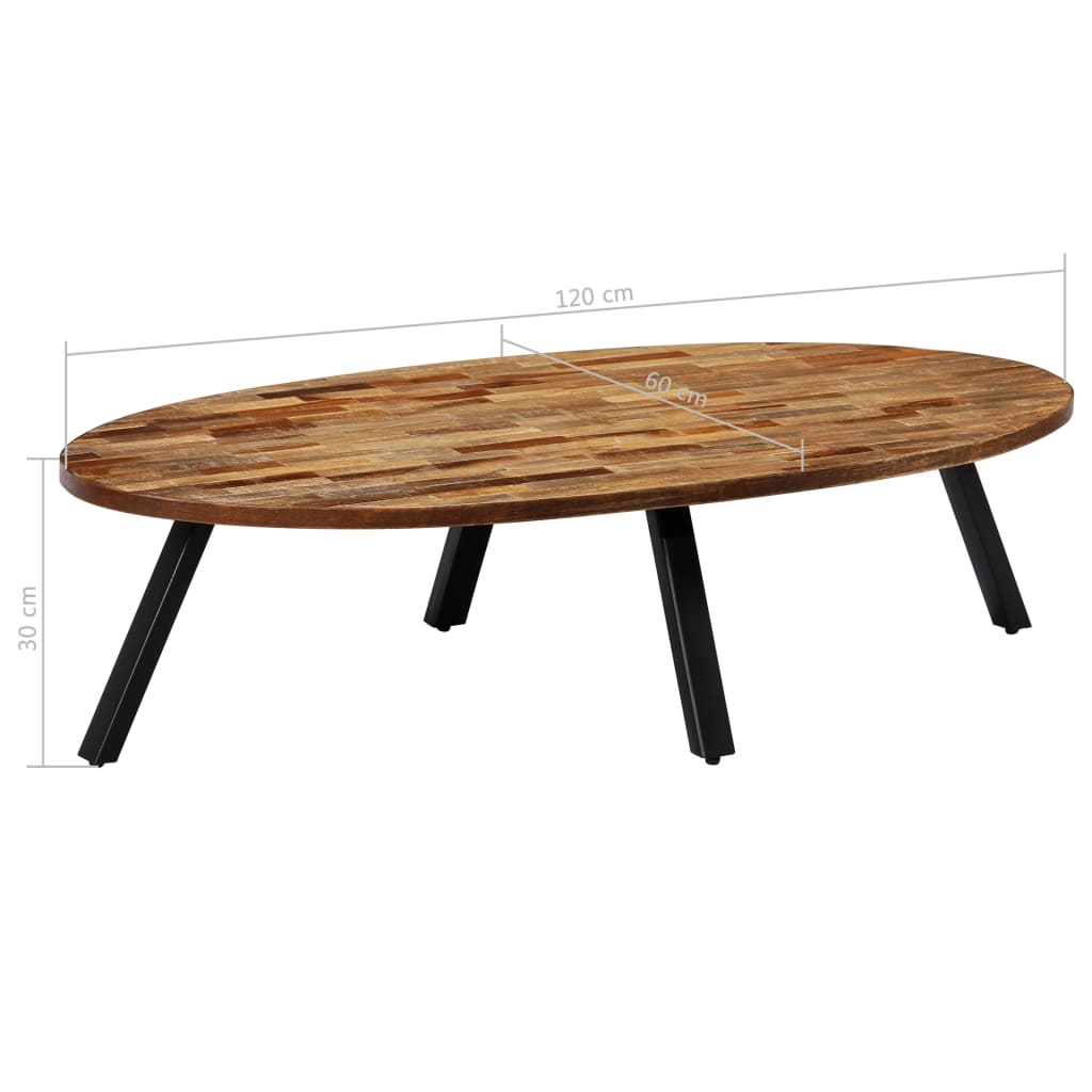 Couchtisch Recyceltes Massivholz Teak Oval 120x60x30 cm