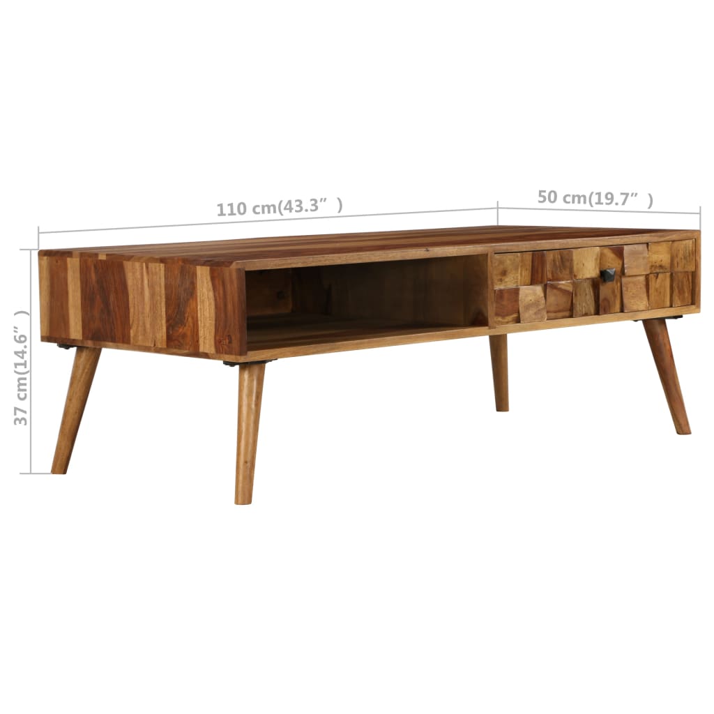 Couchtisch Massivholz Palisander Honigbraun 110x50x37 cm