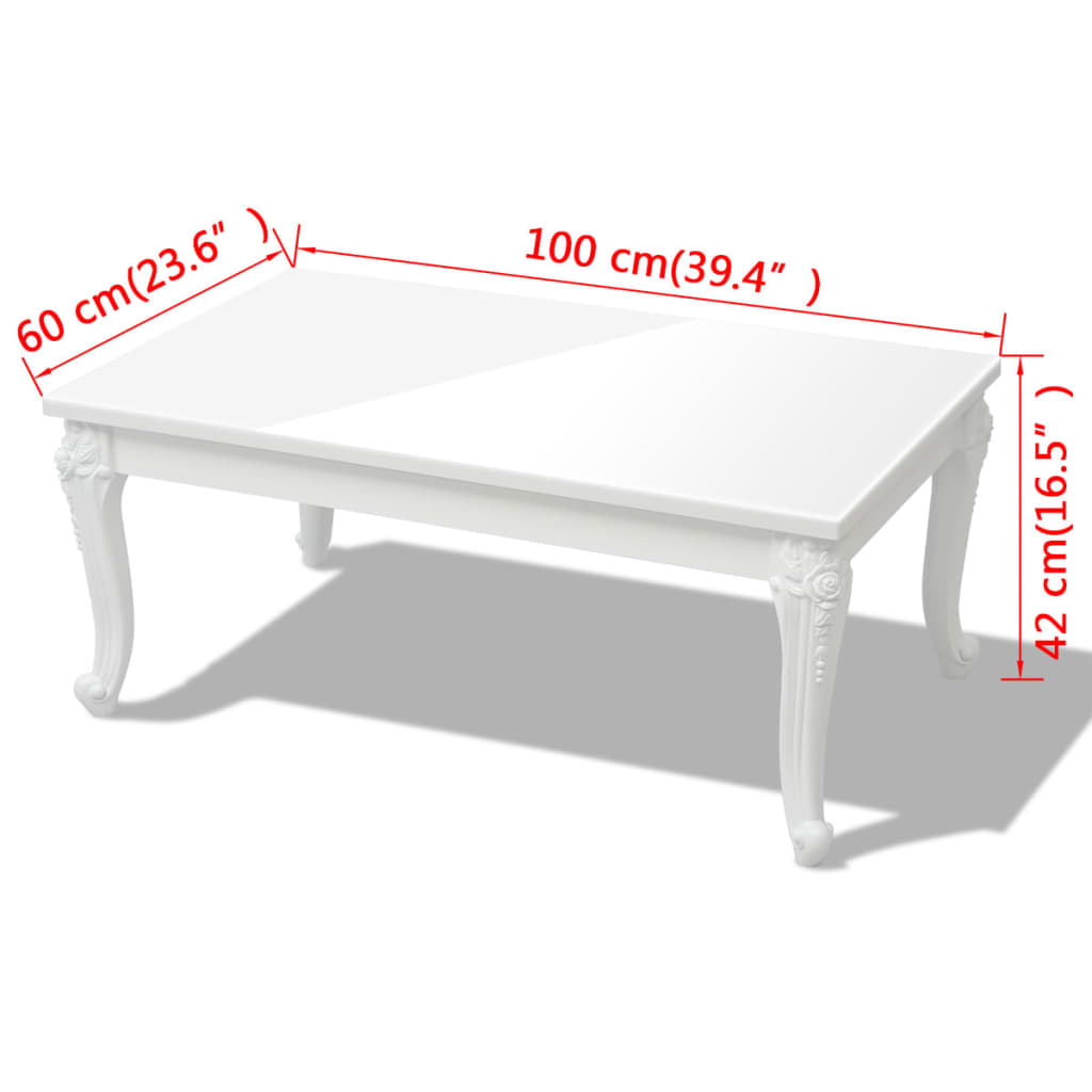 Couchtisch 100x60x42 cm Hochglanz-Weiß