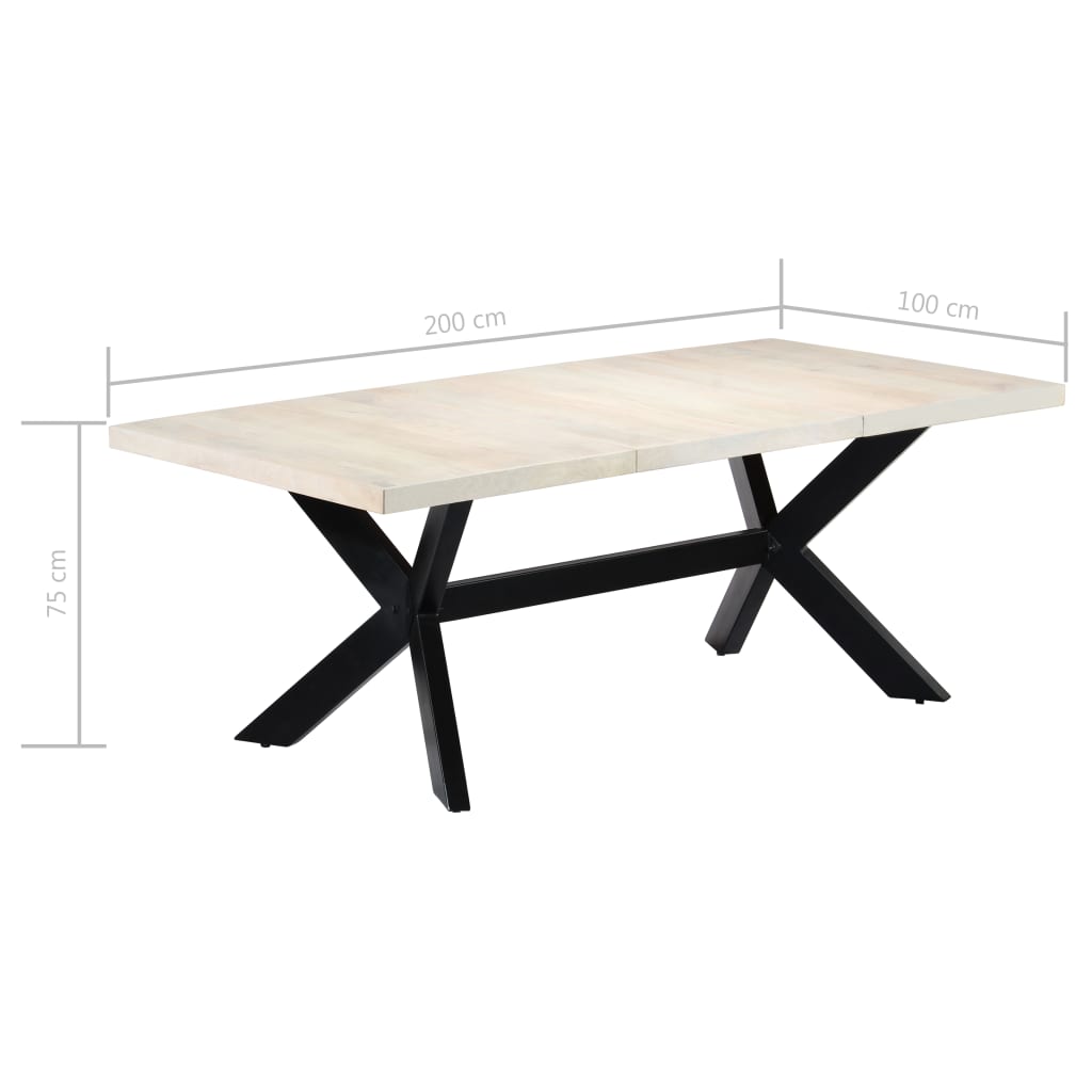 Esstisch Weiß 200×100×75 cm Massivholz Mango