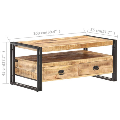 Couchtisch 100x55x45 cm Raues Mangoholz