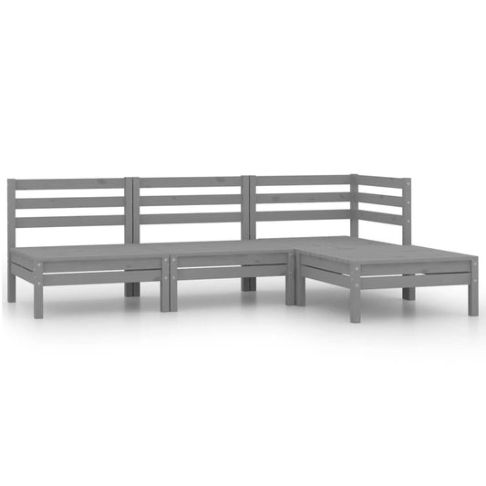 4-tlg. Garten-Lounge-Set Massivholz Kiefer Grau