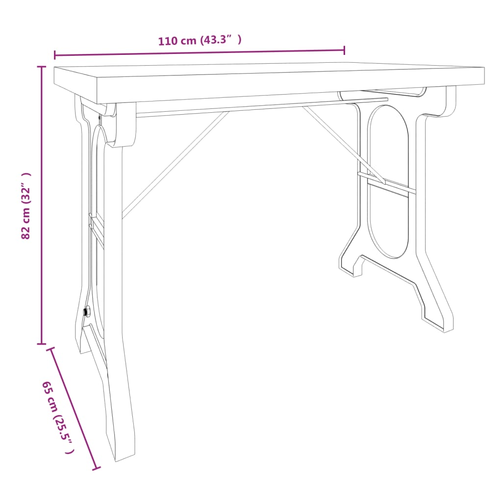 Esstisch 110x65x82 cm Massivholz Tanne und Eisen