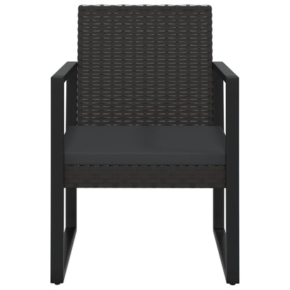 3-tlg. Garten-Lounge-Set mit Kissen Schwarz Poly Rattan