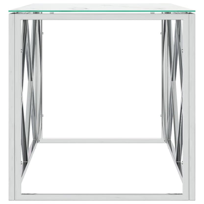 Couchtisch 110x45x45 cm Edelstahl und Glas