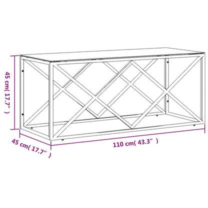 Couchtisch 110x45x45 cm Edelstahl und Glas