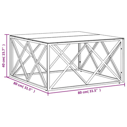 Couchtisch Golden 80x80x40 cm Edelstahl und Glas