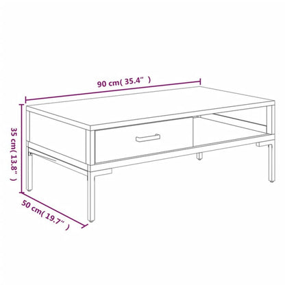 Couchtisch Schwarz 90x50x35 cm Massivholz Kiefer