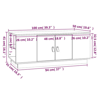 Couchtisch Schwarz 100x50x41 cm Massivholz Kiefer