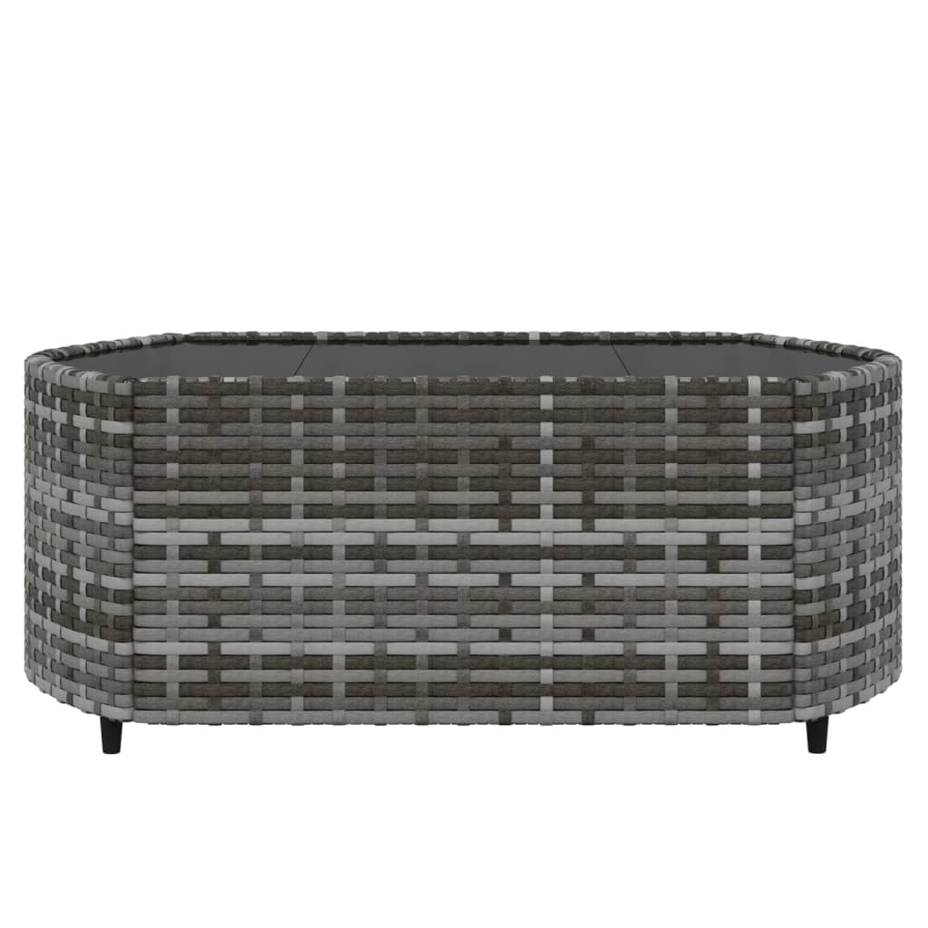 3-tlg. Garten-Lounge-Set mit Kissen Grau Poly Rattan