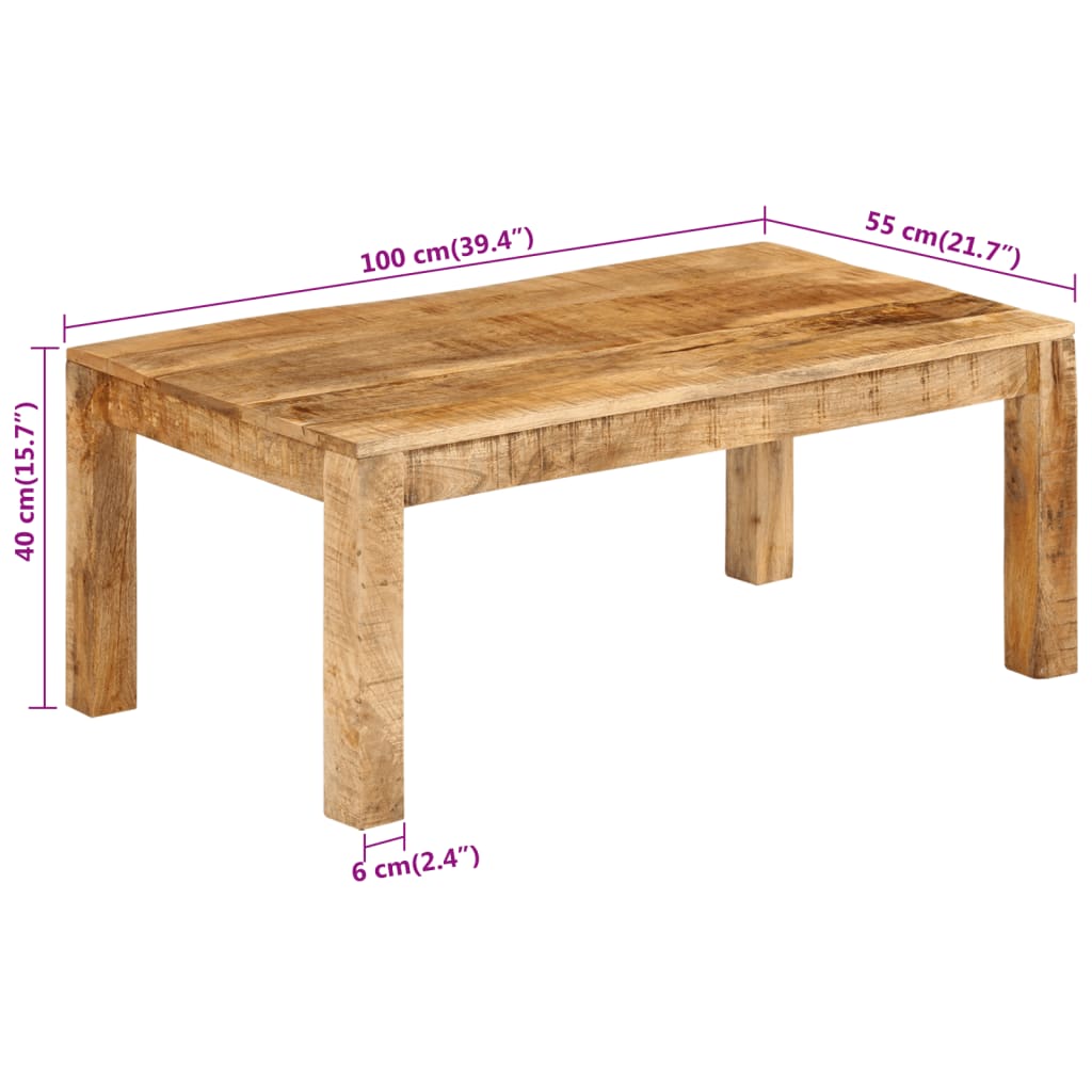 Couchtisch 100x55x40 cm Massivholz Mango