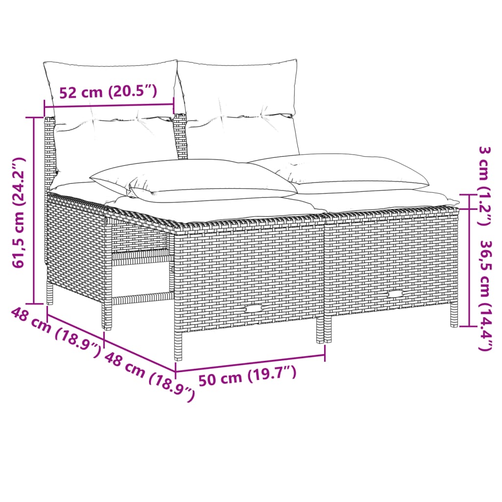 5-tlg. Garten-Sofagarnitur mit Kissen Schwarz Poly Rattan