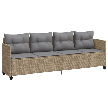 5-tlg. Garten-Sofagarnitur mit Kissen Beige Poly Rattan