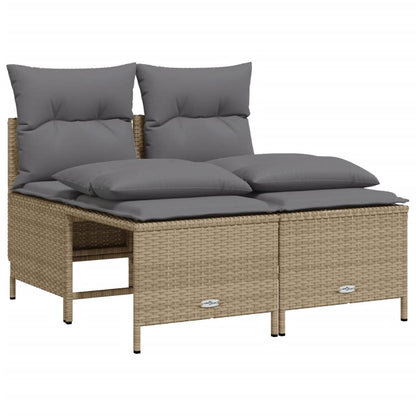 5-tlg. Garten-Sofagarnitur mit Kissen Beige Poly Rattan