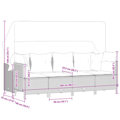 5-tlg. Garten-Sofagarnitur mit Kissen Braun Poly Rattan