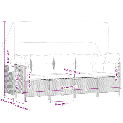 5-tlg. Garten-Sofagarnitur mit Kissen Grau Poly Rattan