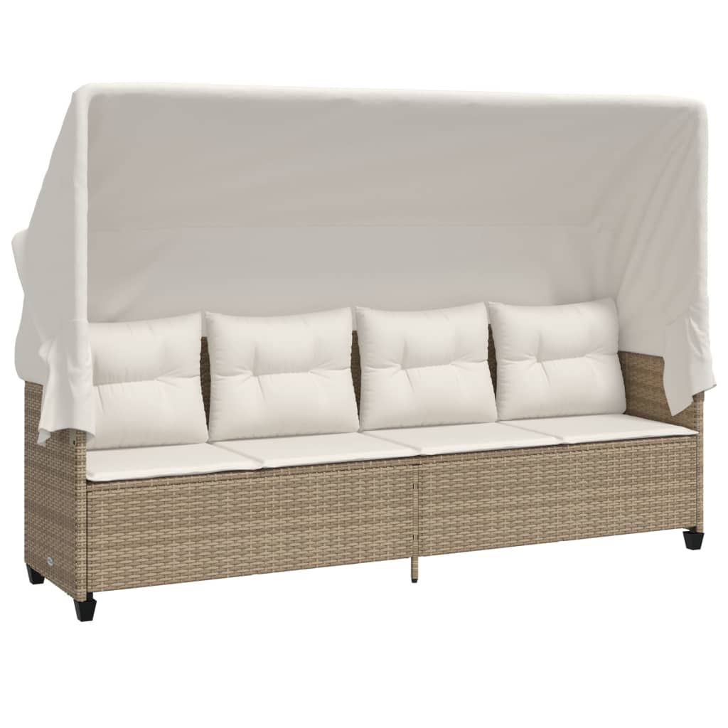 5-tlg. Garten-Sofagarnitur mit Kissen Beige Poly Rattan