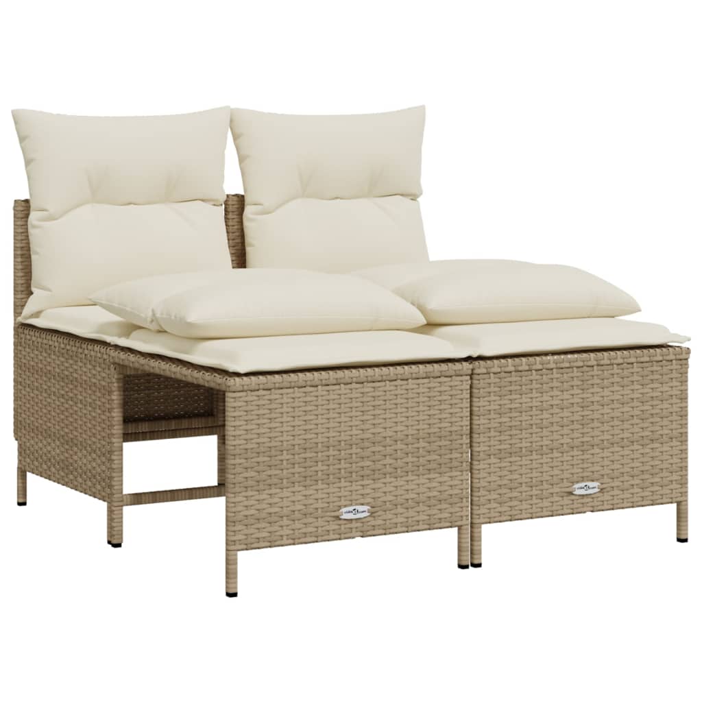 5-tlg. Garten-Sofagarnitur mit Kissen Beige Poly Rattan