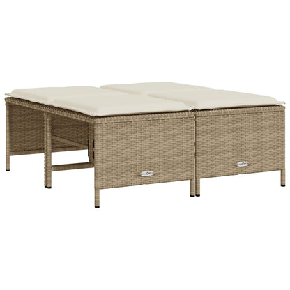 5-tlg. Garten-Sofagarnitur mit Kissen Beige Poly Rattan