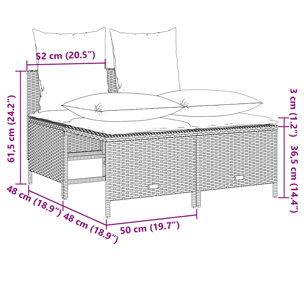 5-tlg. Garten-Sofagarnitur mit Kissen Schwarz Poly Rattan