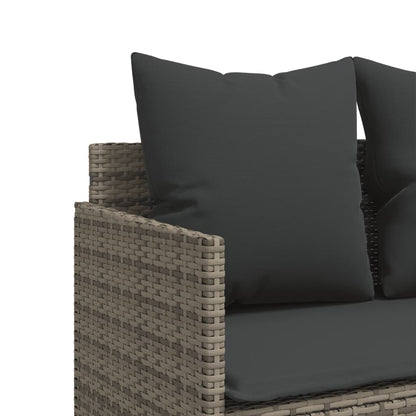 5-tlg. Garten-Sofagarnitur mit Kissen Grau Poly Rattan