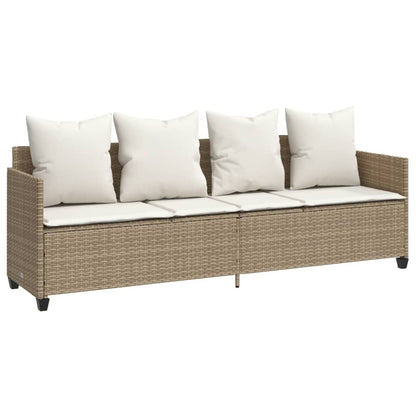 5-tlg. Garten-Sofagarnitur mit Kissen Beige Poly Rattan