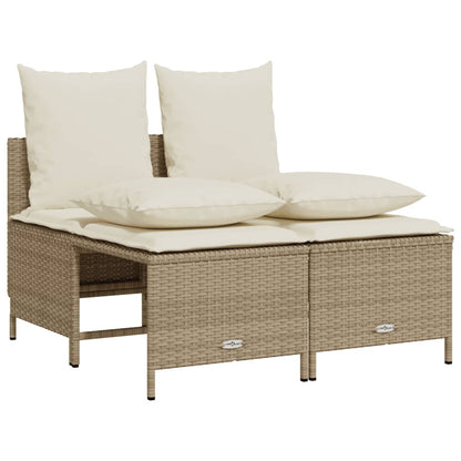 5-tlg. Garten-Sofagarnitur mit Kissen Beige Poly Rattan