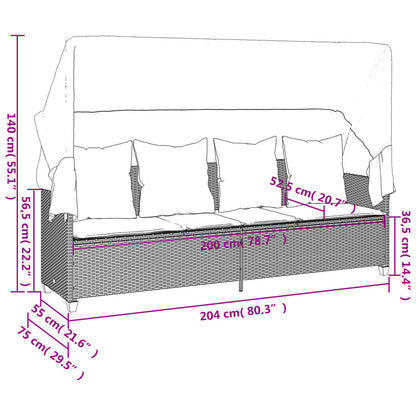 5-tlg. Garten-Sofagarnitur mit Kissen Schwarz Poly Rattan