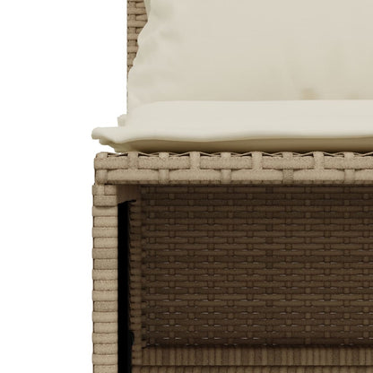 5-tlg. Garten-Sofagarnitur mit Kissen Beige Poly Rattan