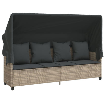 5-tlg. Garten-Sofagarnitur mit Kissen Hellgrau Poly Rattan