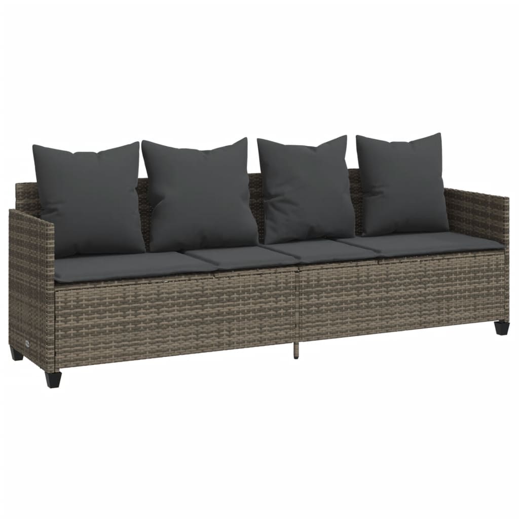 5-tlg. Garten-Sofagarnitur mit Kissen Grau Poly Rattan