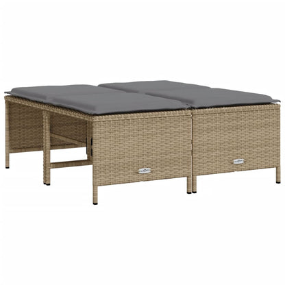 5-tlg. Garten-Sofagarnitur mit Kissen Beige Poly Rattan