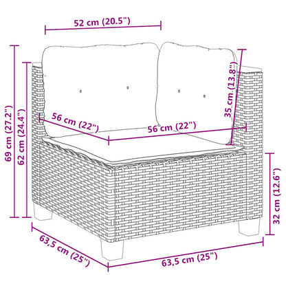 8-tlg. Garten-Sofagarnitur mit Kissen Beige Poly Rattan