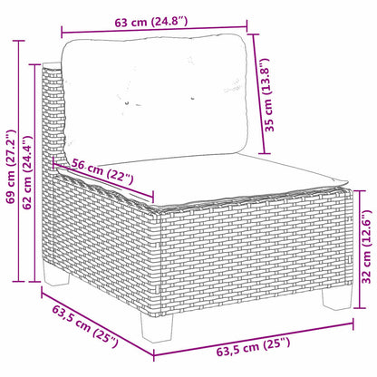 9-tlg. Garten-Sofagarnitur mit Kissen Beige Poly Rattan