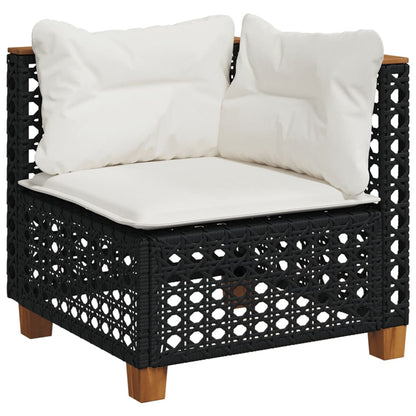 4-tlg. Garten-Sofagarnitur mit Kissen Schwarz Poly Rattan