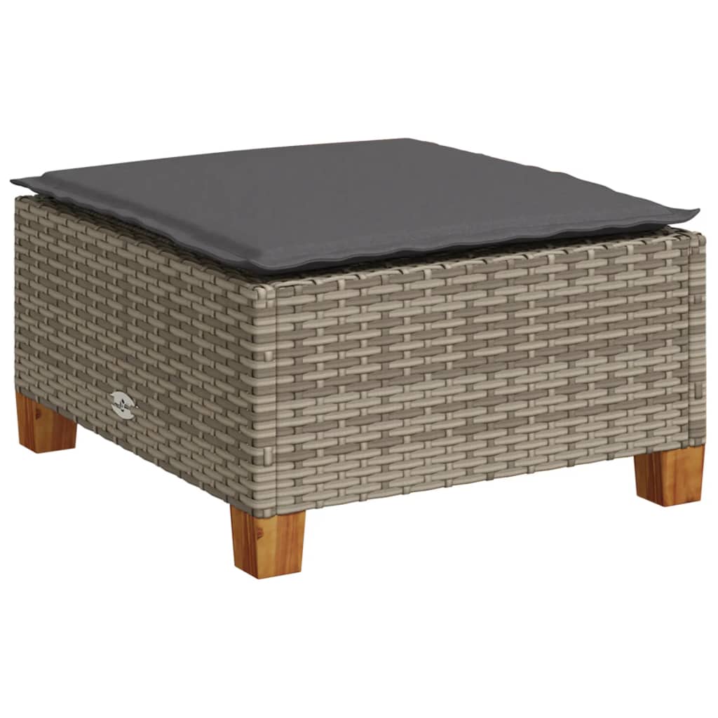 5-tlg. Garten-Sofagarnitur mit Kissen Grau Poly Rattan