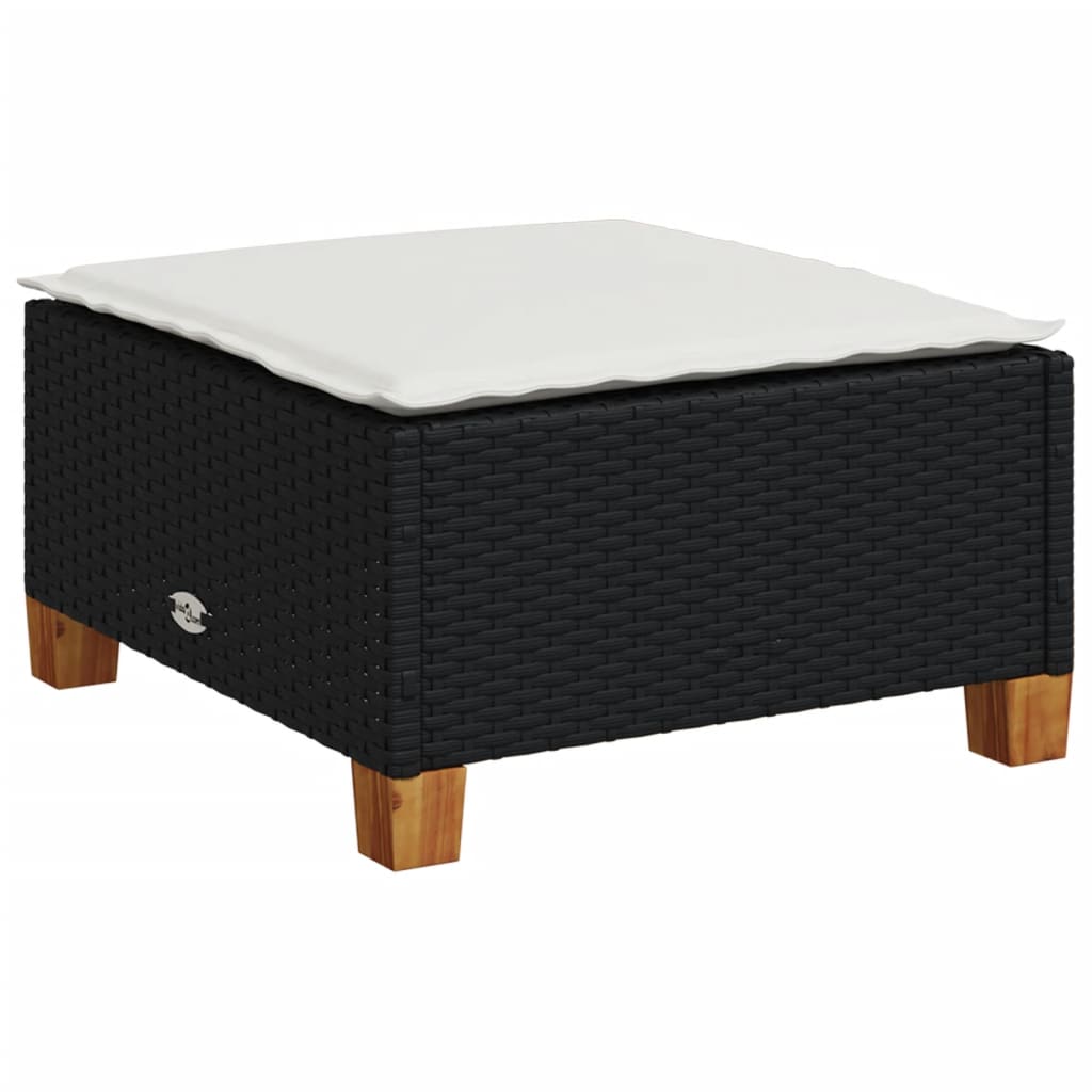 6-tlg. Garten-Sofagarnitur mit Kissen Schwarz Poly Rattan