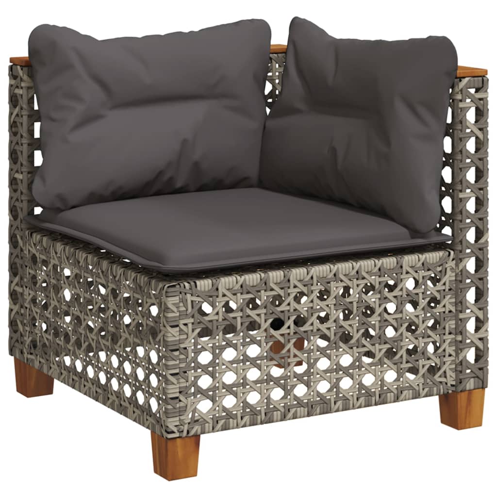 4-tlg. Garten-Sofagarnitur mit Kissen Grau Poly Rattan