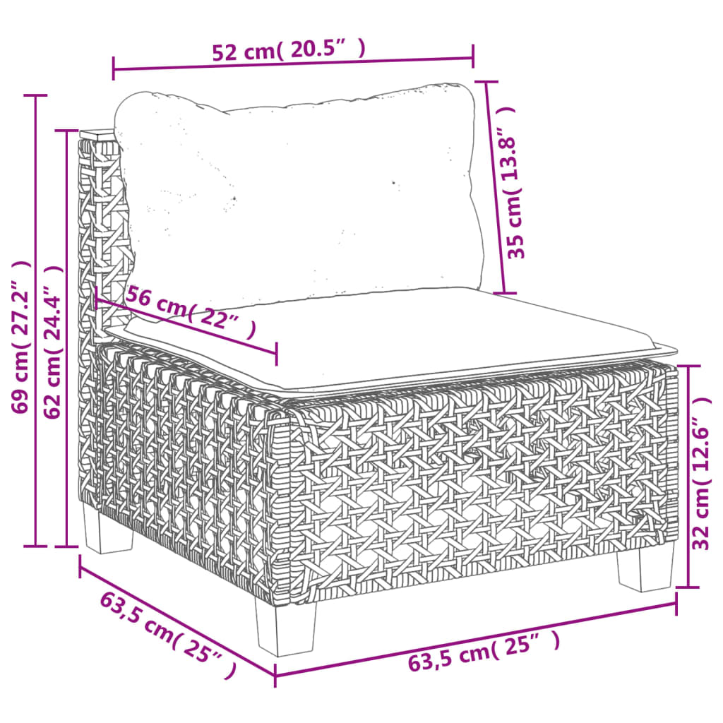 4-tlg. Garten-Sofagarnitur mit Kissen Grau Poly Rattan