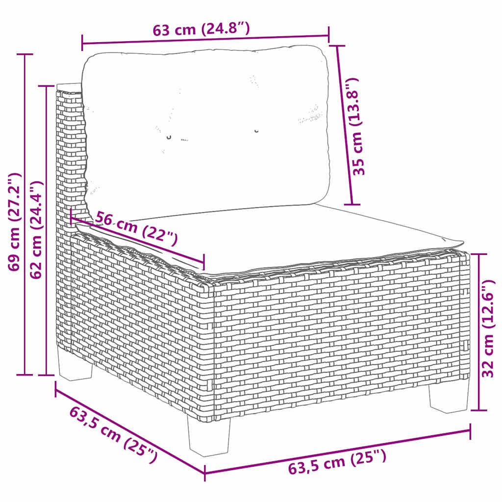 5-tlg. Garten-Sofagarnitur mit Kissen Beige Poly Rattan