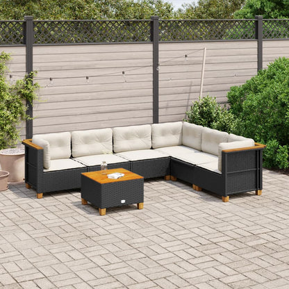 7-tlg. Garten-Sofagarnitur mit Kissen Schwarz Poly Rattan