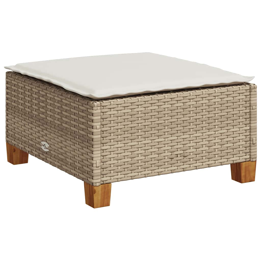 7-tlg. Garten-Sofagarnitur mit Kissen Beige Poly Rattan