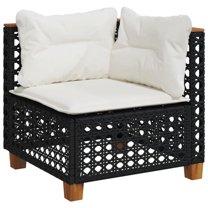 8-tlg. Garten-Sofagarnitur mit Kissen Schwarz Poly Rattan