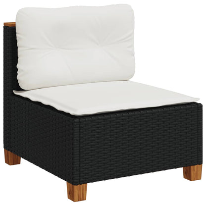 9-tlg. Garten-Sofagarnitur mit Kissen Schwarz Poly Rattan