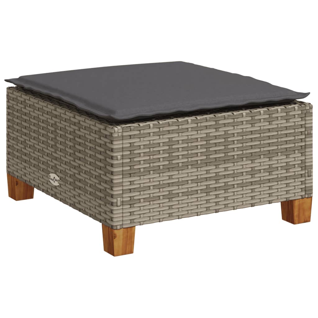 9-tlg. Garten-Sofagarnitur mit Kissen Grau Poly Rattan