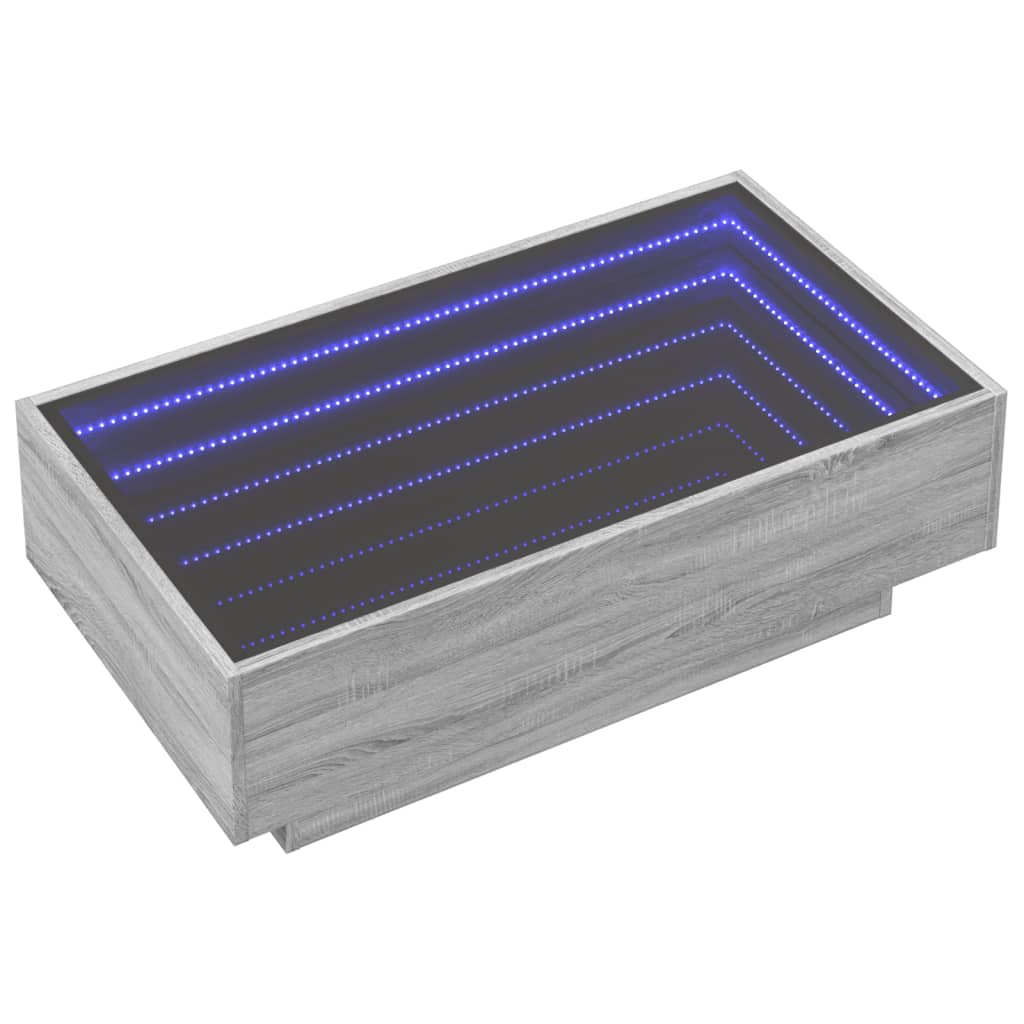 LED-Couchtisch Grau Sonoma 90x50x30 cm Holzwerkstoff