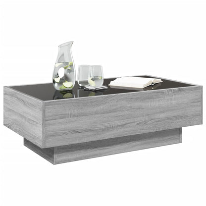 LED-Couchtisch Grau Sonoma 90x50x30 cm Holzwerkstoff