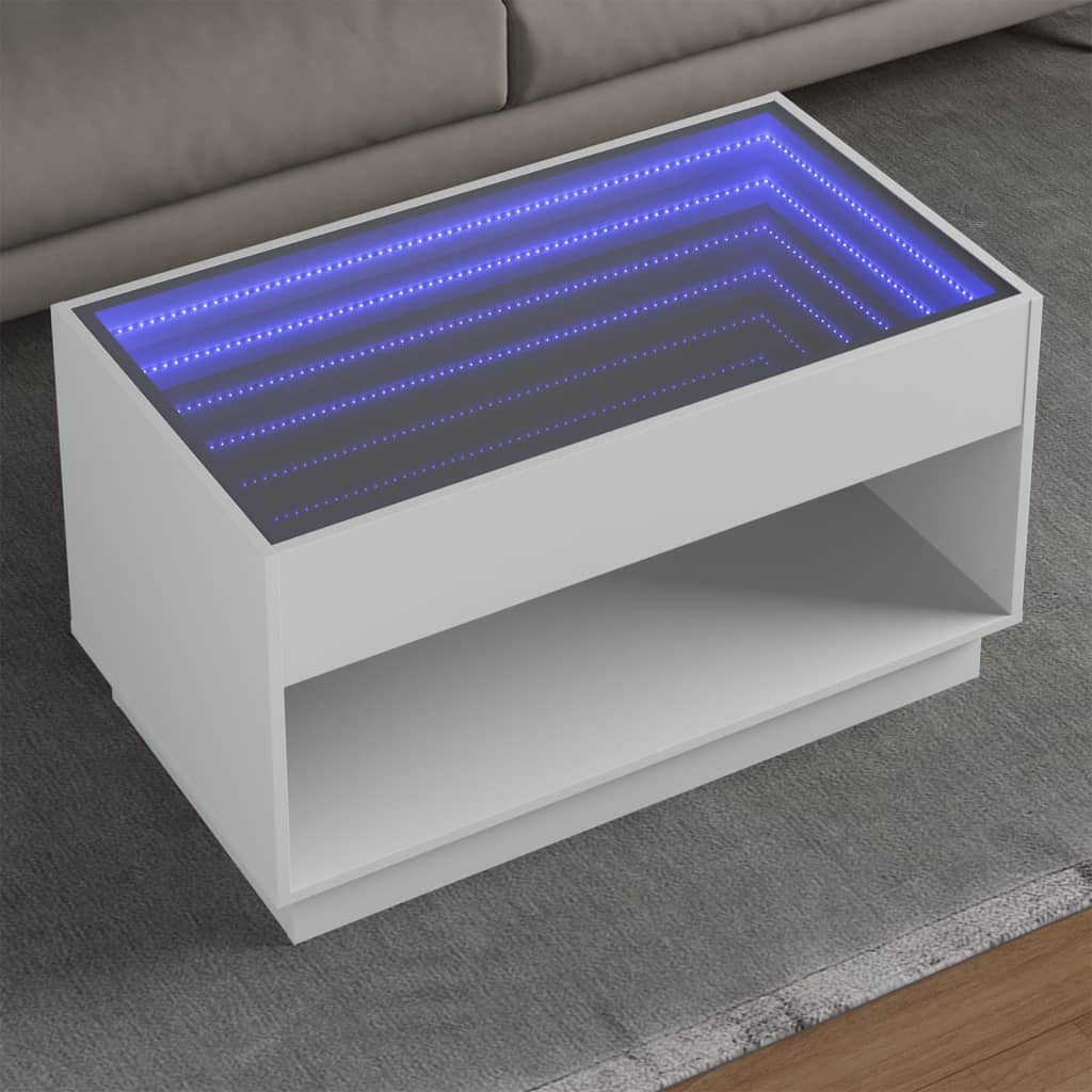 Couchtisch mit Infinity-LED Weiß 90x50x50 cm